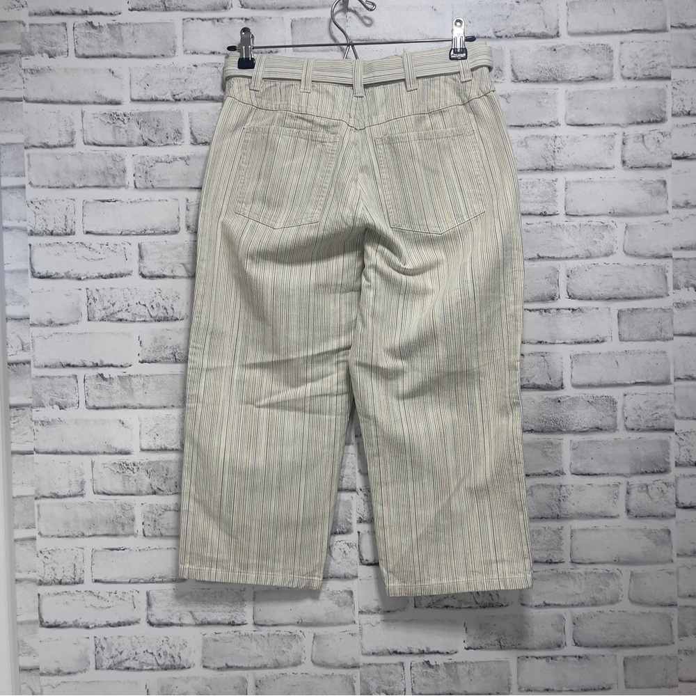 Liz Claiborne Audra Petite Belted Stripped Crop Pants 4P - Picture 3 of 13